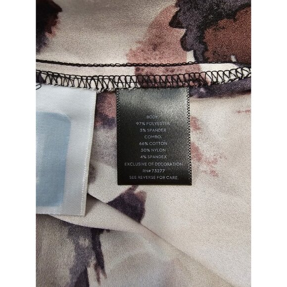 Simply Vera Wang Size XL Fit & Flare Shirt Dress Full Button Purple Floral Belt - Picture 6 of 8